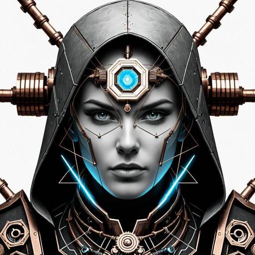 Futuristic Hexagon Logo with AI Monk