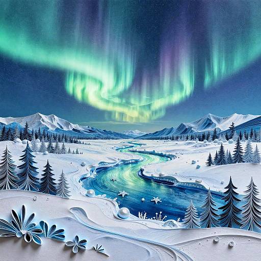 Aurora Borealis Paper Quilling Tundra