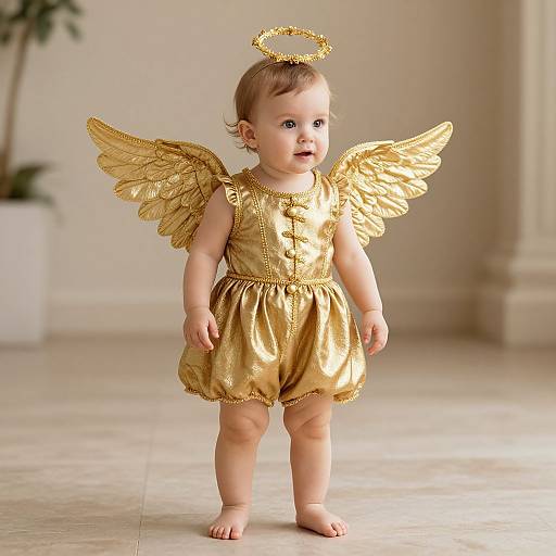 Infant Cupid in Golden Angel Costume
