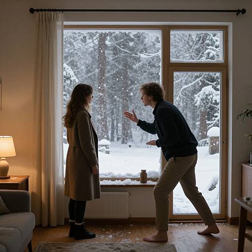 Surreal Window Between Warmth and Snow