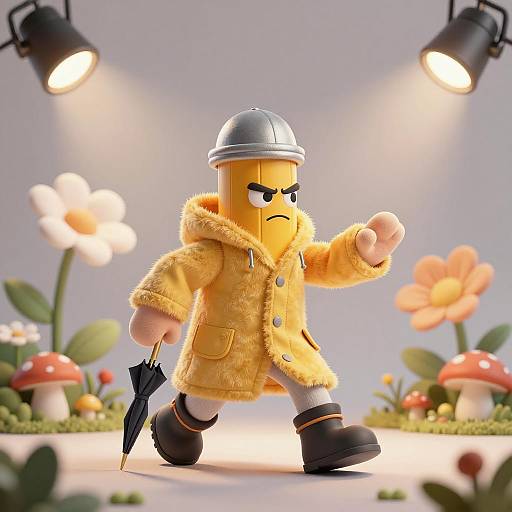 Grumpy Pencil Knight in a Plush Garden