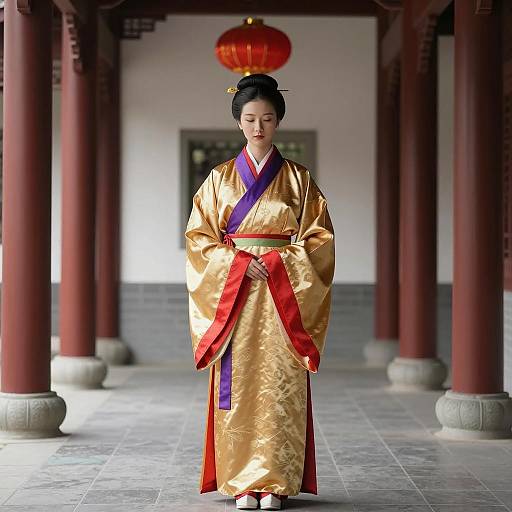 Serene Asian Woman in Traditional Kimono