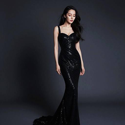 Glamorous Black Gown Fashion Concept