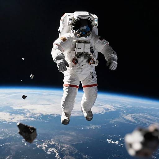 Floating Astronaut Near Earth’s Horizon