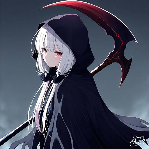 Illustration of Grim reaper, original in the style of Chita (ketchup)