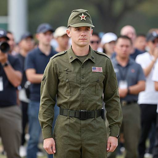 Man in Military Uniform Crowd