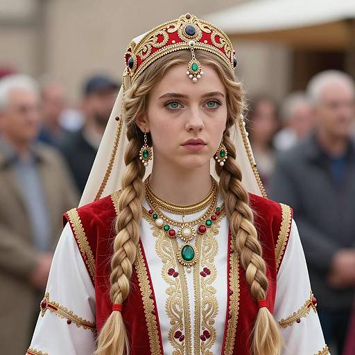 Young Woman in Traditional Vashti Purim Costume