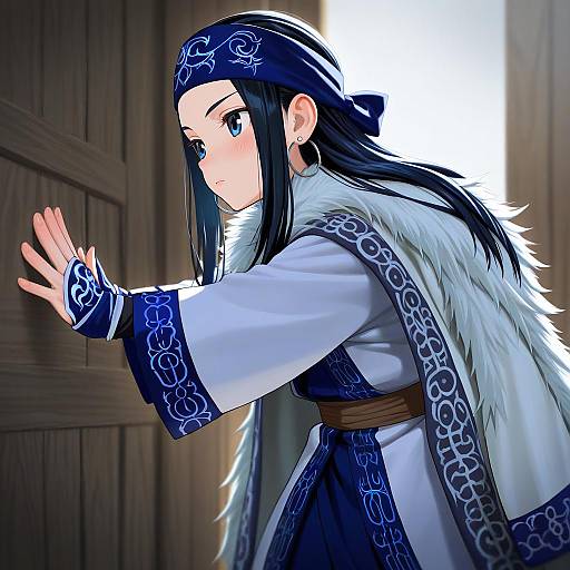 Illustration of Asirpa, golden kamuy in the style of Amino (tn7135)