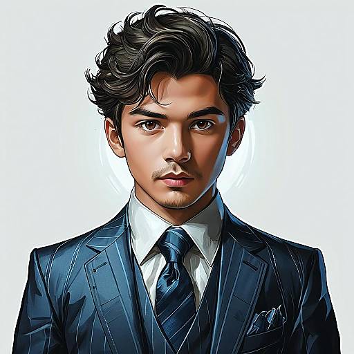 Masterpiece Illustration of Boy in Suit