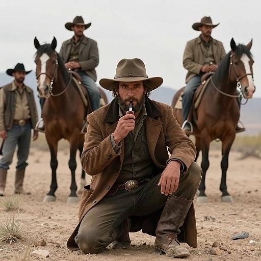Desert Cowboy Scene with Rugged Man
