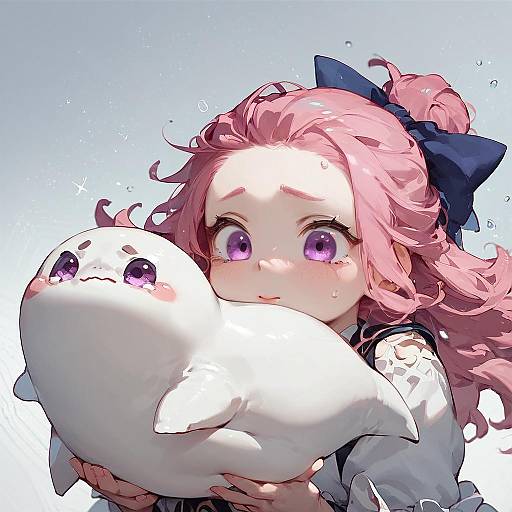 Chibi Anime Creature with Pink Hair