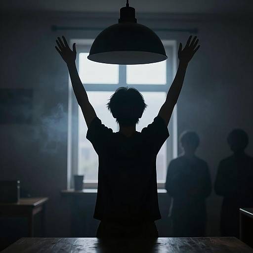 Silhouetted Figure in Smoky Room