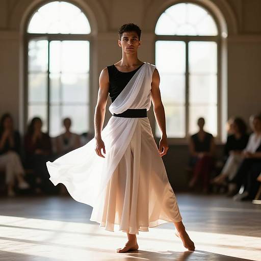 Sunlit Male Dancer in Dramatic Pose