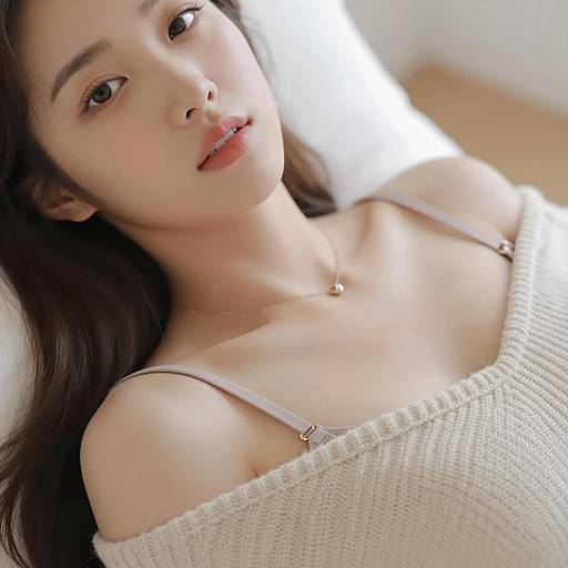 Portrait of Woman in Off-Shoulder Sweater