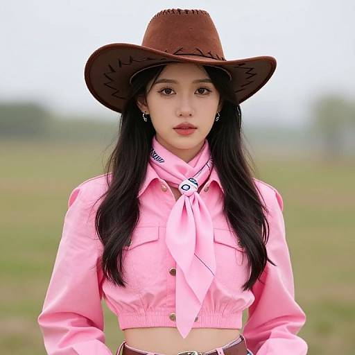 Stylish Pink Outfit with Cowboy Hat