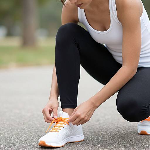 Athletic Woman Tying Orange Laces