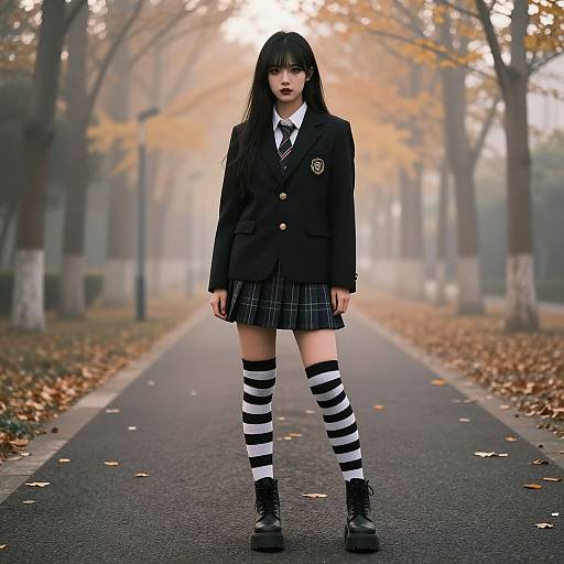 Gothic School Uniform in Autumn