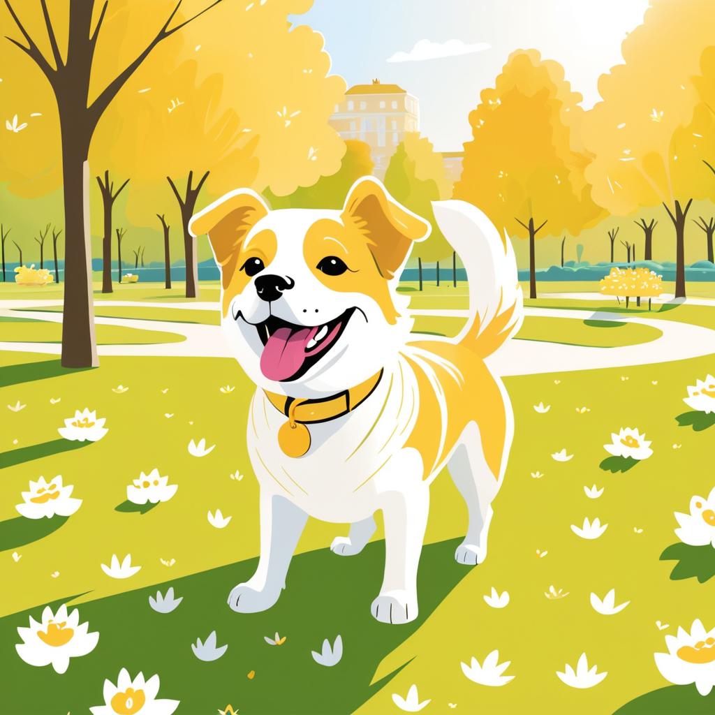 Cheerful Dog in a Sunny Park Illustration