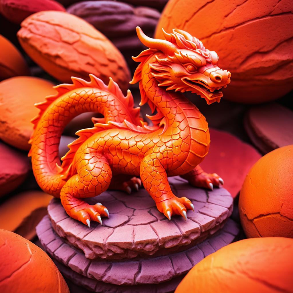 Nostalgic Macro Shot of Dragon Statue