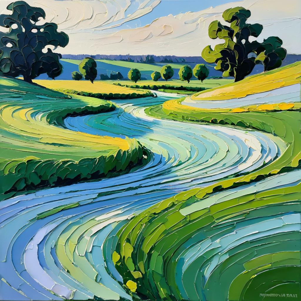 Swirling Impasto Landscape Inspired by Roussel