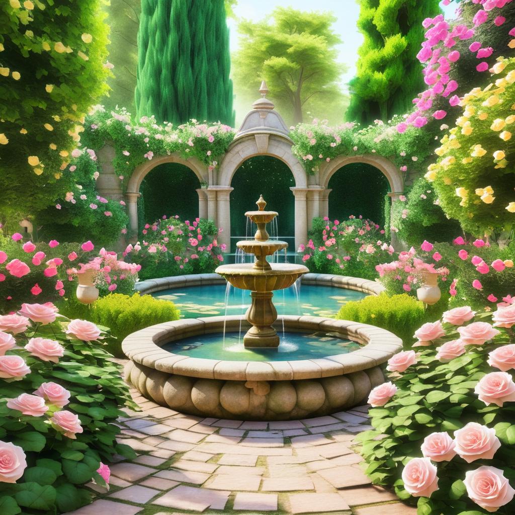 Enchanted Garden with Blooming Roses