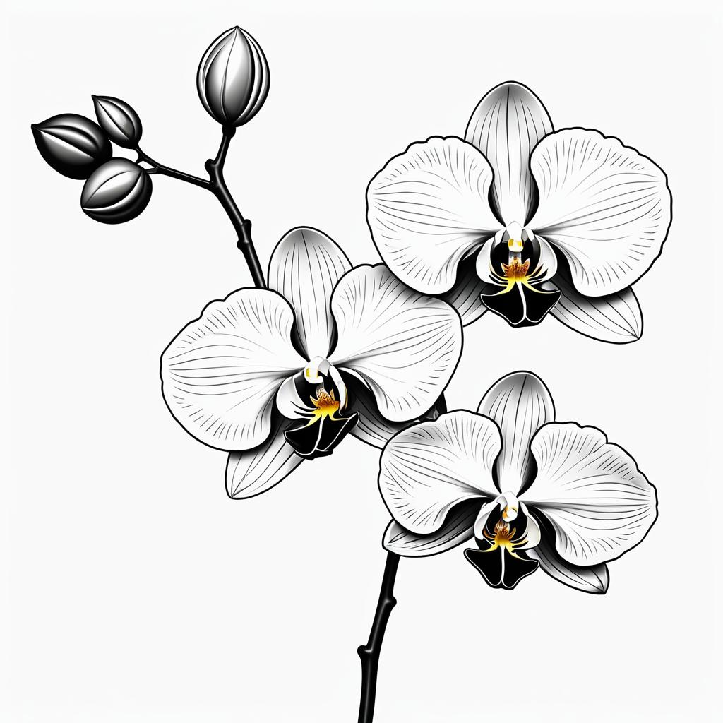 Elegant Line Art of Orchid in Travel Photography