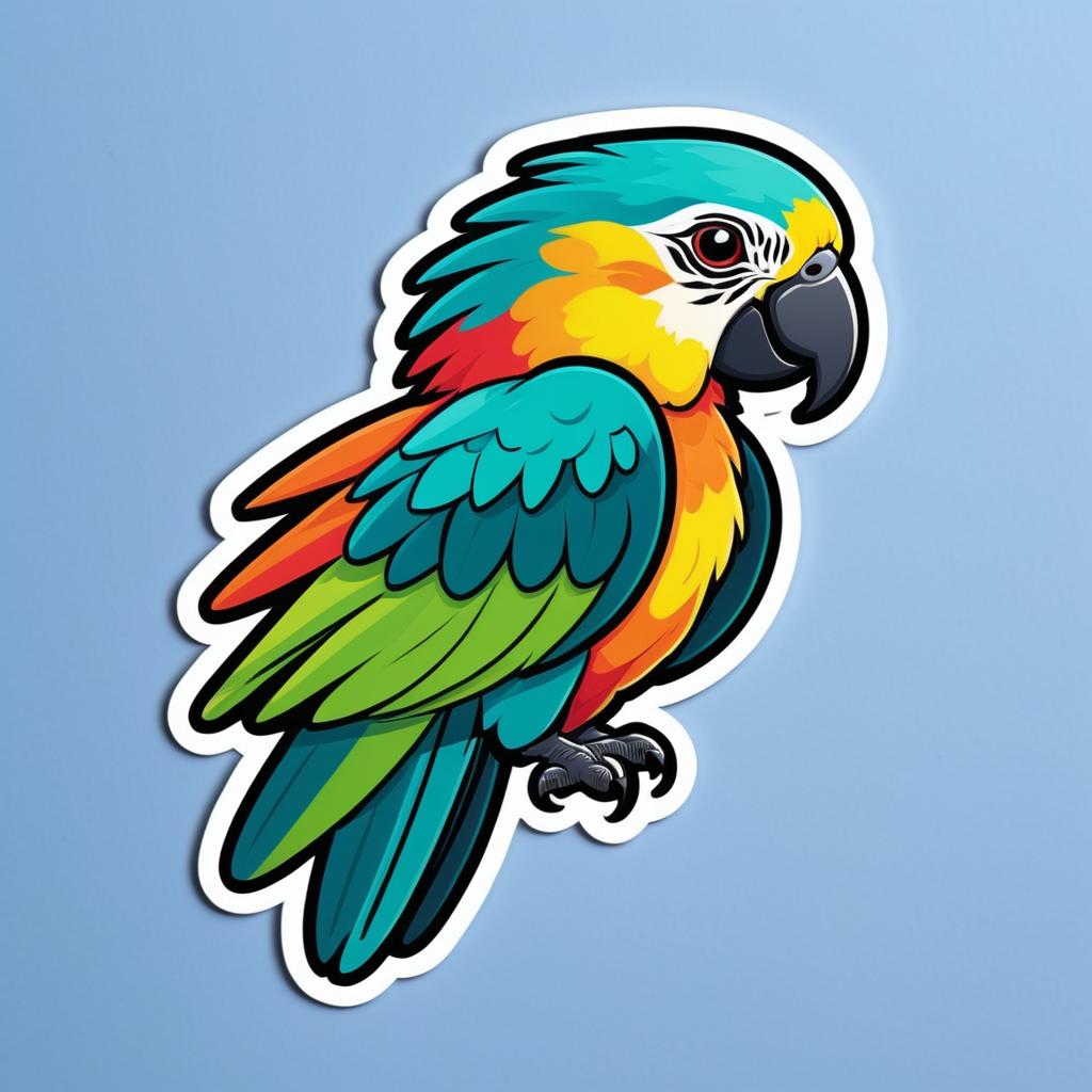 Vibrant Cheerful Parrot Sticker Design