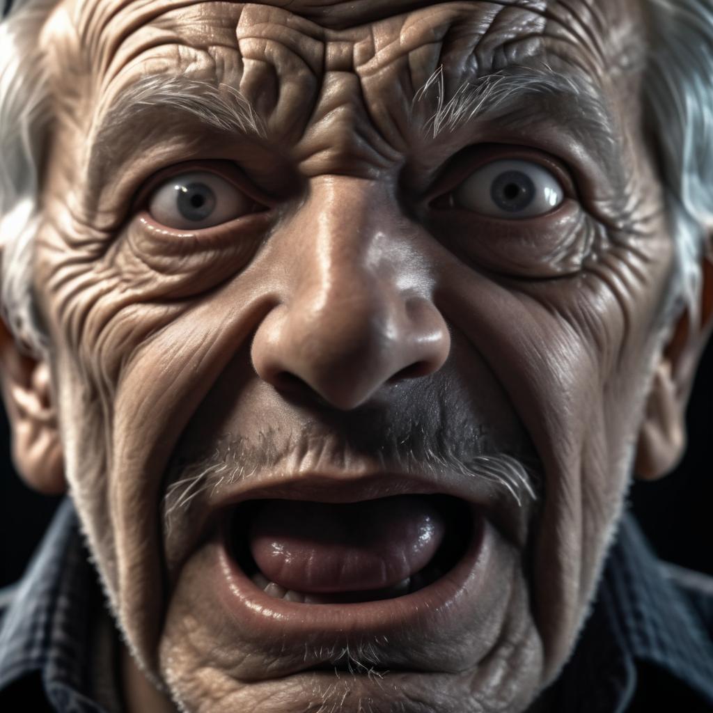 Eerie Elderly Man with Black Eyes