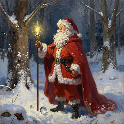 Fairy Santa in Snowy Forest