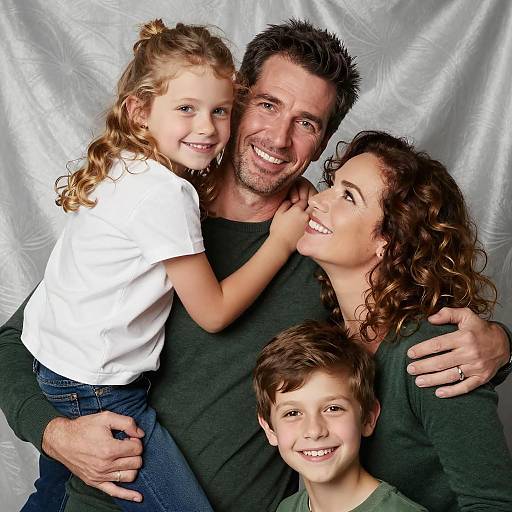 Happy Family Portrait with Parents and Children