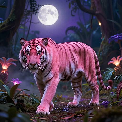 Majestic Pink Tiger in Mystical Jungle