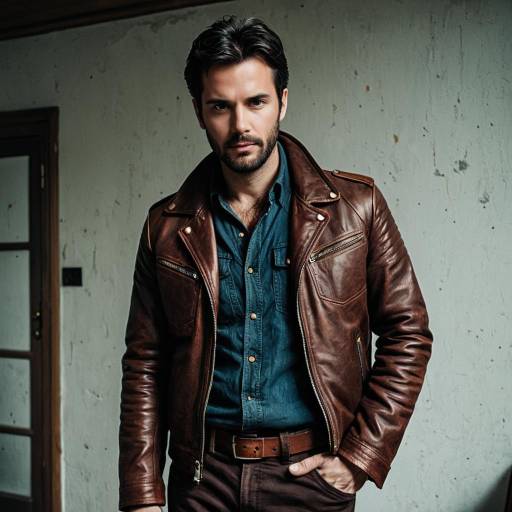 Man in Brown Leather Jacket Posing Indoors