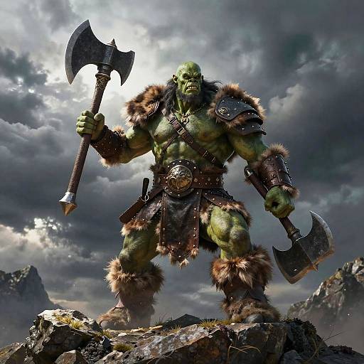 Fierce Orc Barbarian Warrior Art