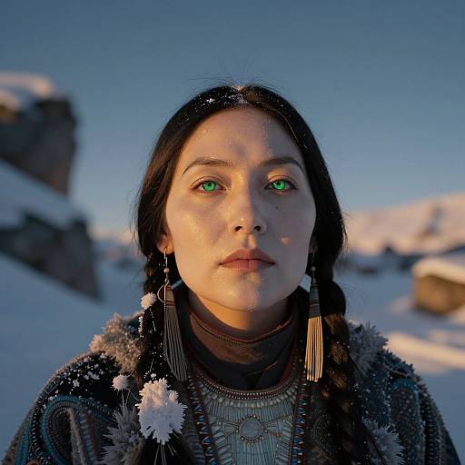Native American Woman in Arctic Glow
