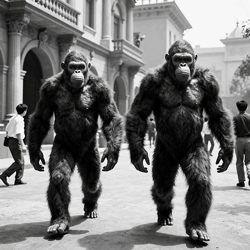 Cinematic Black-and-White Monster Scene