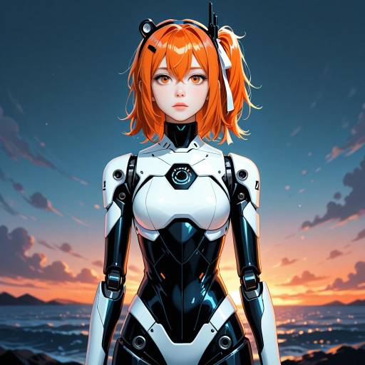 Futuristic Cowboy Girl in Neon Landscape