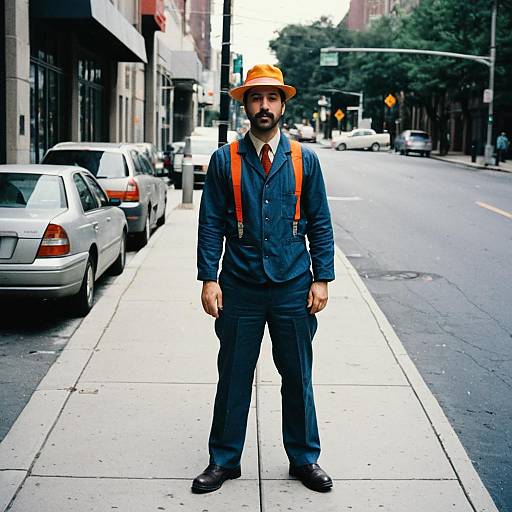 Humorous Work Costume Sidewalk Scene