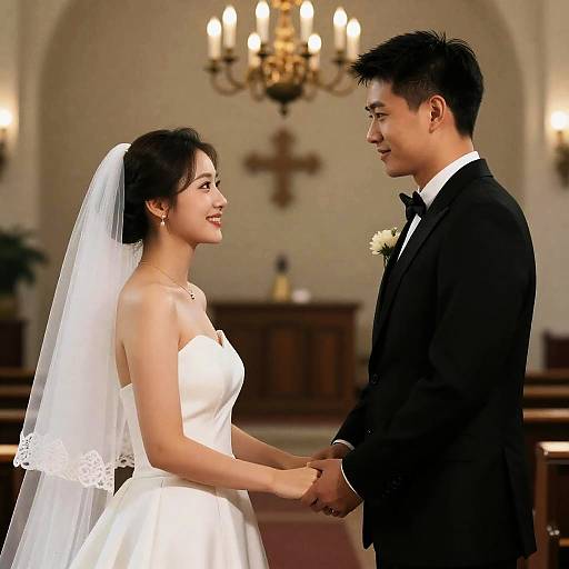 Romantic Wedding Moment in Soft Lighting