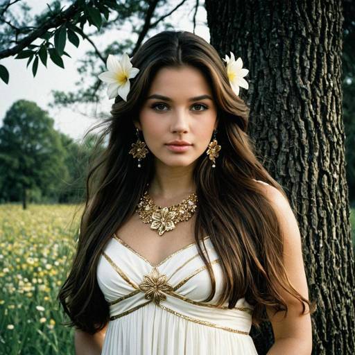 Elegant Goddess in Nature-Inspired Costume