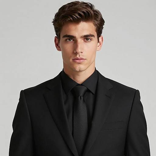 Young Man in Black Formal Suit