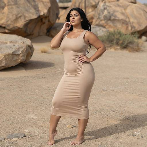 Confident Curvy Woman in Desert