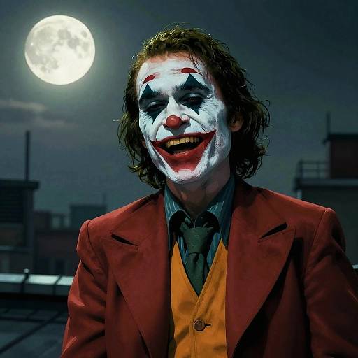 Jim Carrey Joker Laughing on Rooftop