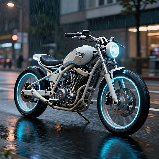 Futuristic Neon Skeletal Motorcycle Race