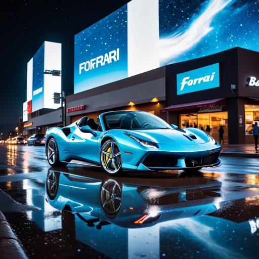 Blue Luxury Sports Car Night Reflection