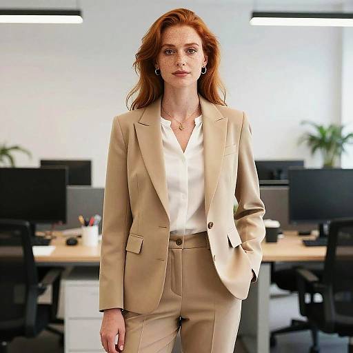 Summer Office Wear with Red Hair