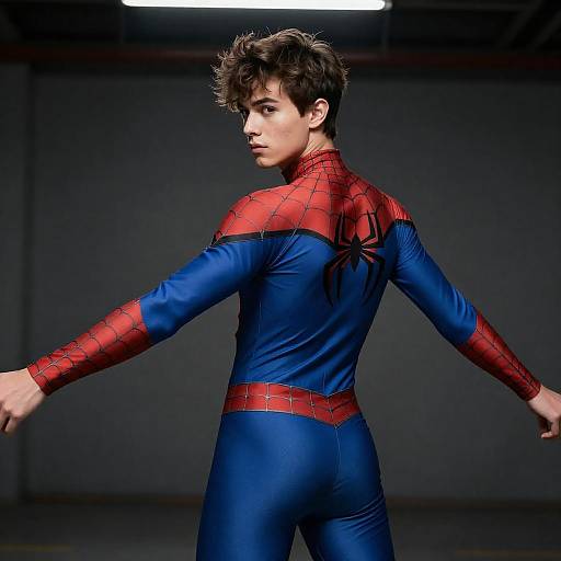 Heroic Young Man in Spider-Web Suit