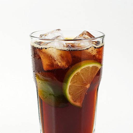 Close-Up Glass of Cola with Lime