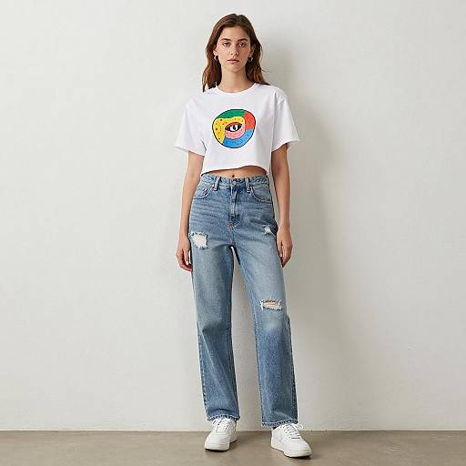 Young Woman in Casual Trendy Outfit