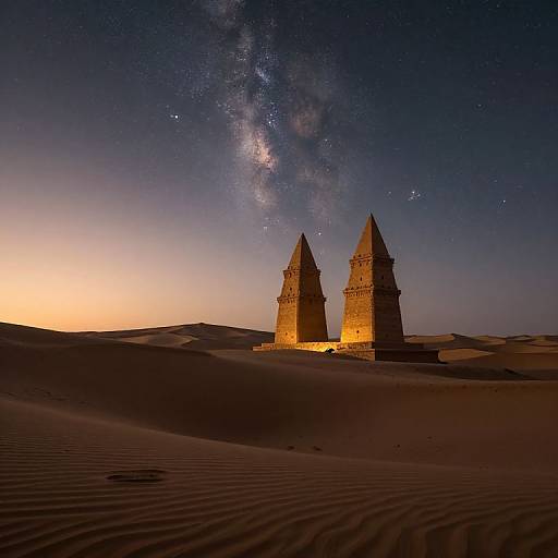 Ethereal Desert Towers at Dusk