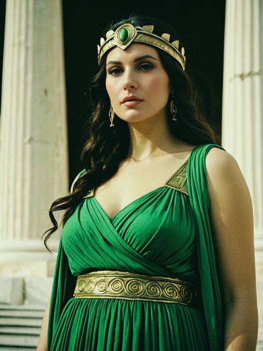 Woman in Green Greek Goddess Costume